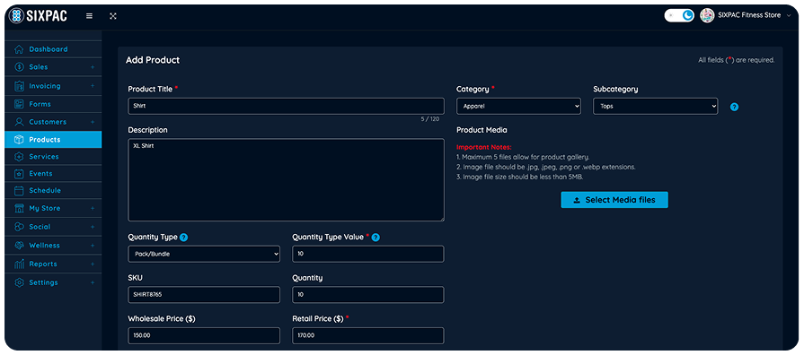 Business dashboard
